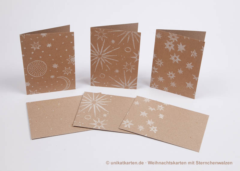 Selbst gedruckte Weihnachtskarten auf Kraftpapier